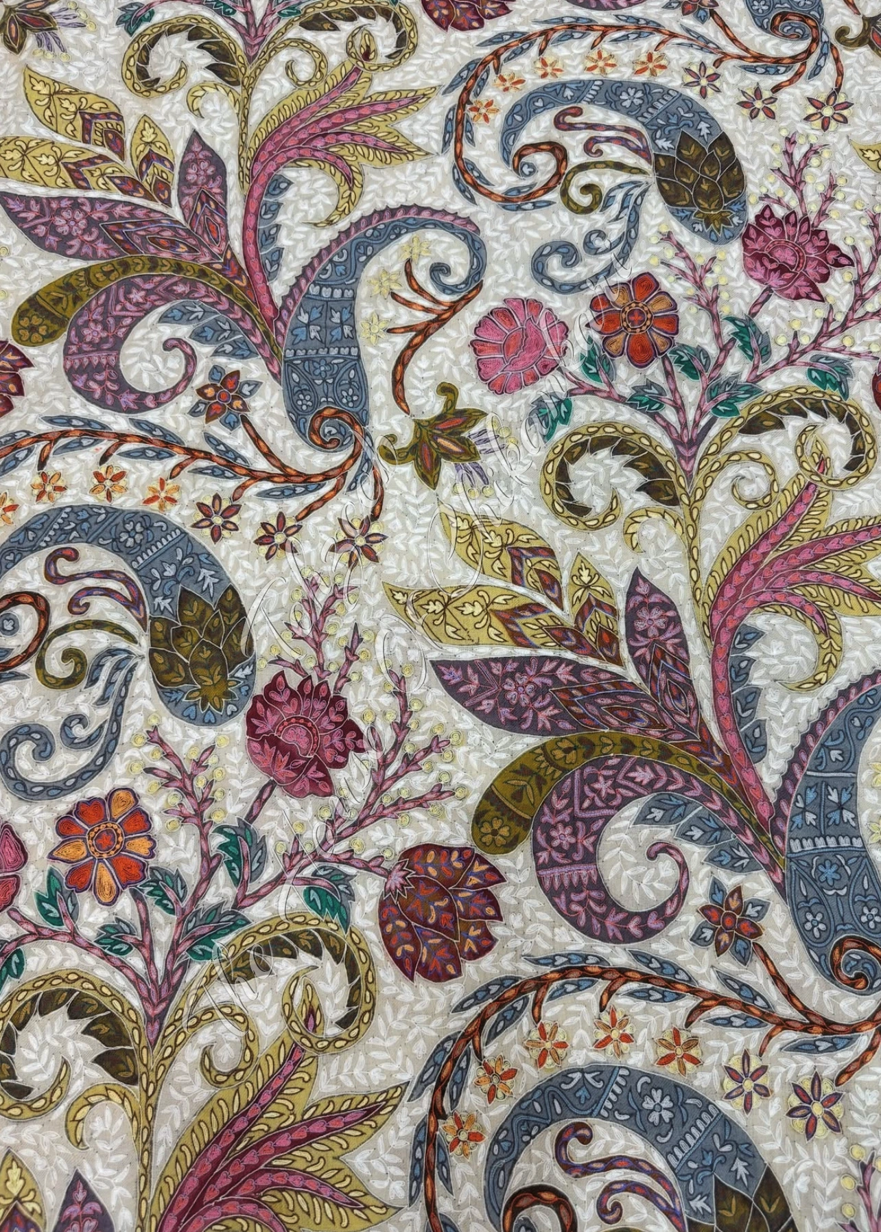 Gulshan : Jamawar-Style Kashmiri Pashmina with Hand Kashidakari & Tilla Accents, detail 2