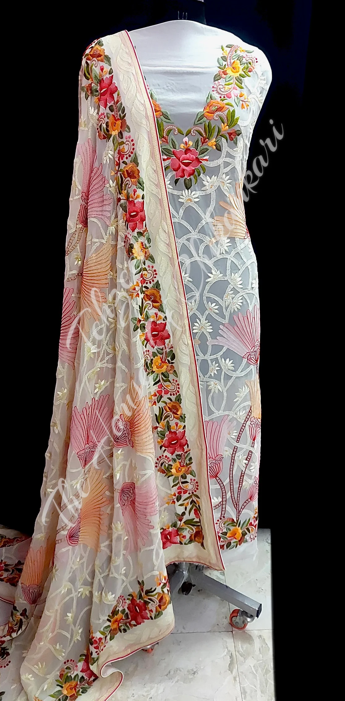 Heritage Fusion: Petitpoint & Lucknowi Chikankari, detail 2