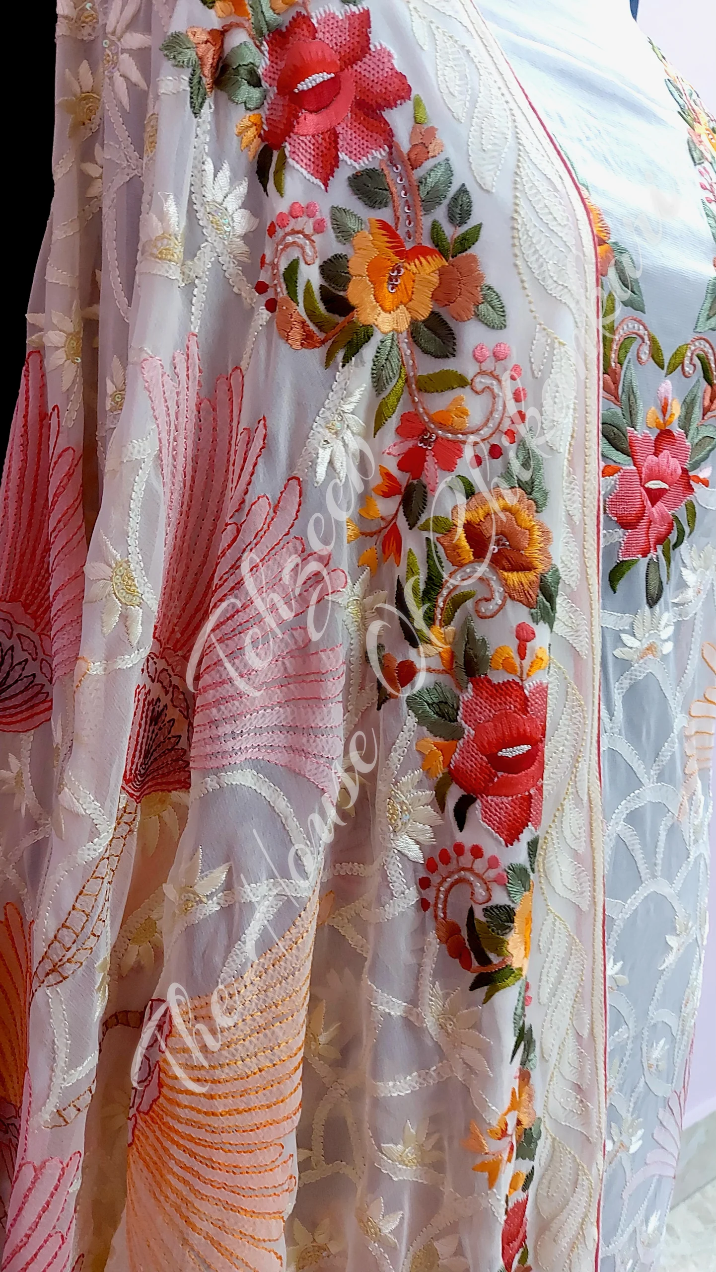 Heritage Fusion: Petitpoint & Lucknowi Chikankari, detail 3