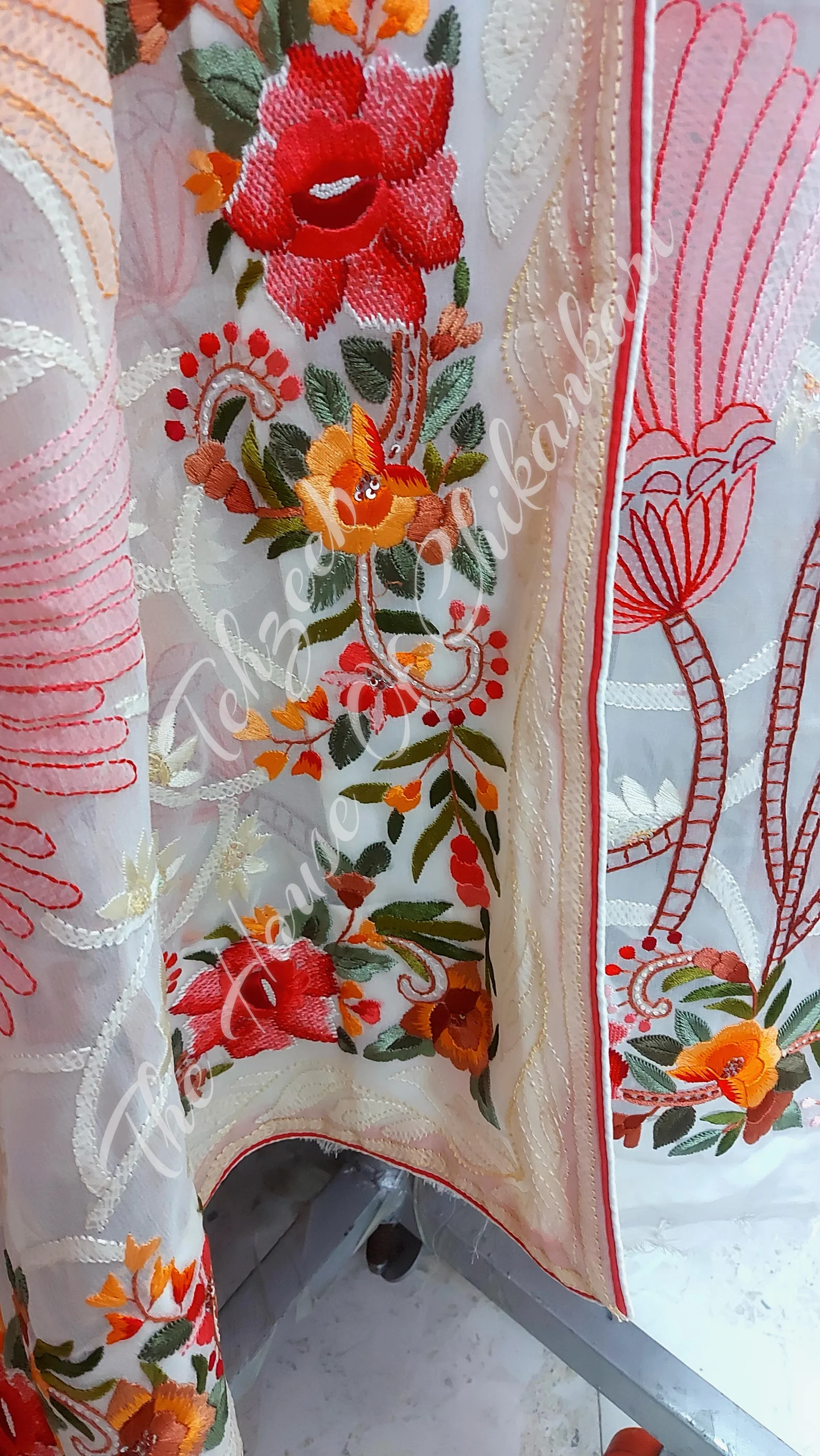 Heritage Fusion: Petitpoint & Lucknowi Chikankari, detail 4