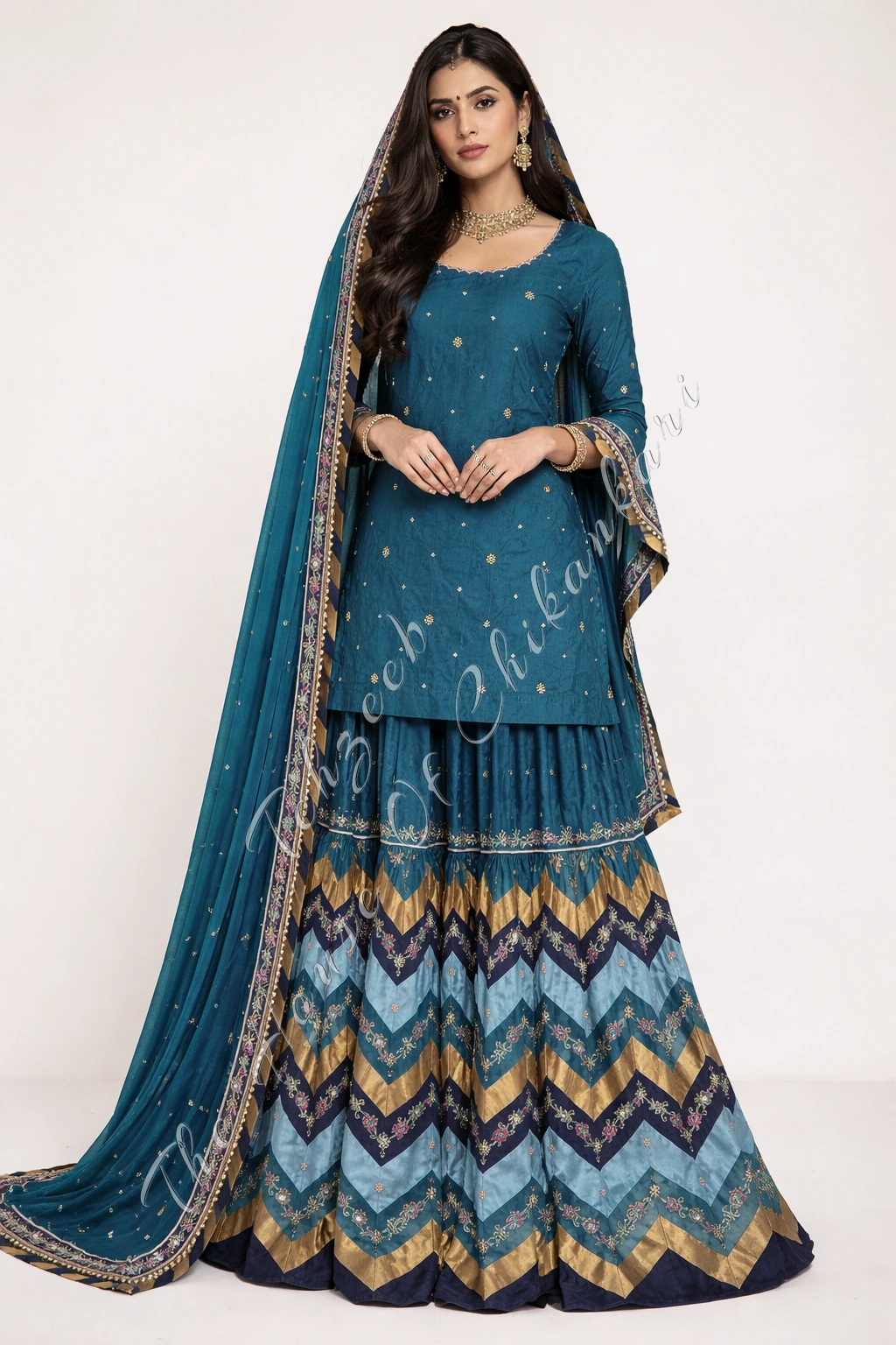 Khaas-e-Nazakat Chattapatti Gharara Set Exquisite Hand-Embroidered Couture