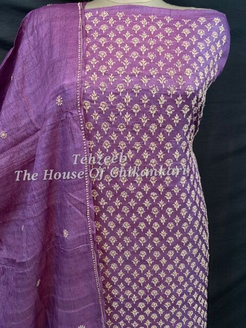 Khadi Silk Lucknowi Chikankari Suit