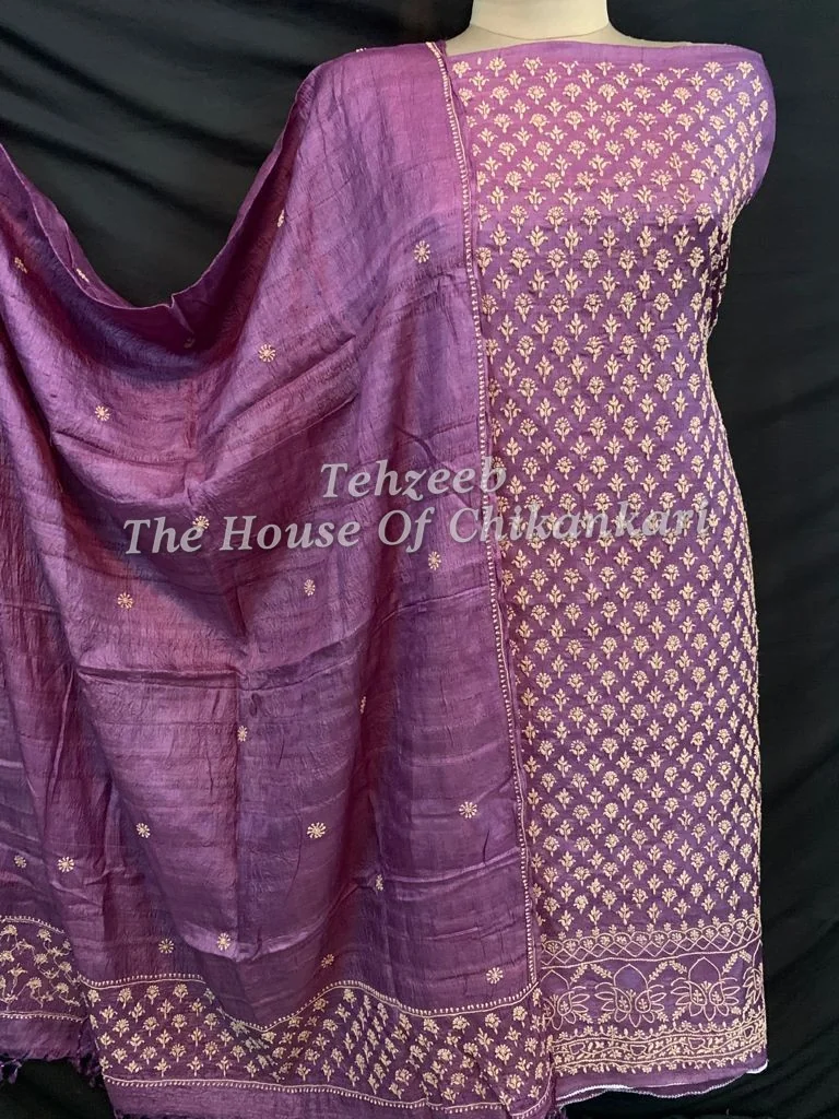 Khadi Silk Lucknowi Chikankari Suit, detail 2