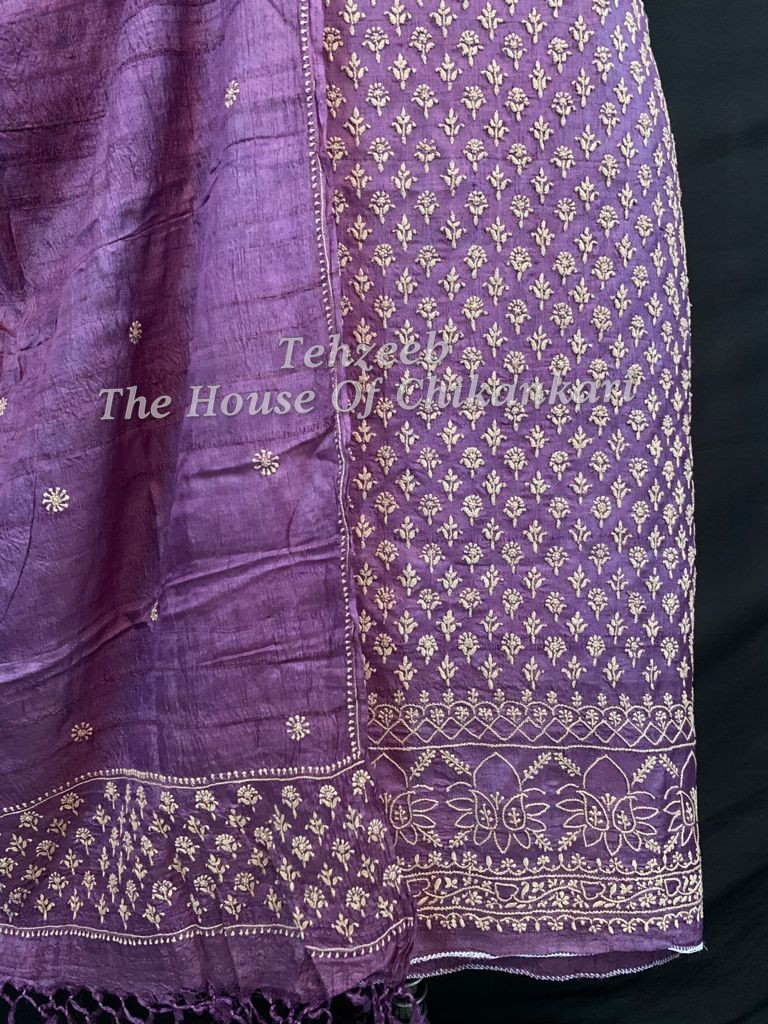 Khadi Silk Lucknowi Chikankari Suit, detail 3