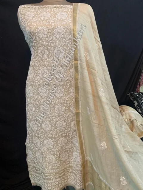 Khadi SilkLucknowi Chikankari Suit