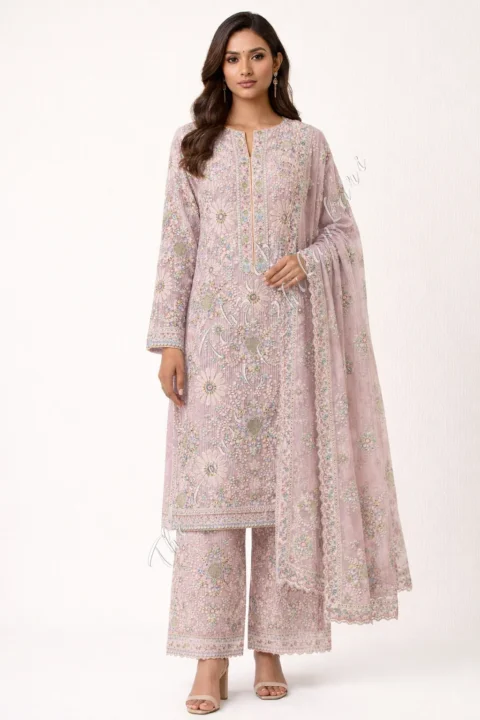 Khwabeeda - Ek Taar Chikankari Suit, Blush Pink