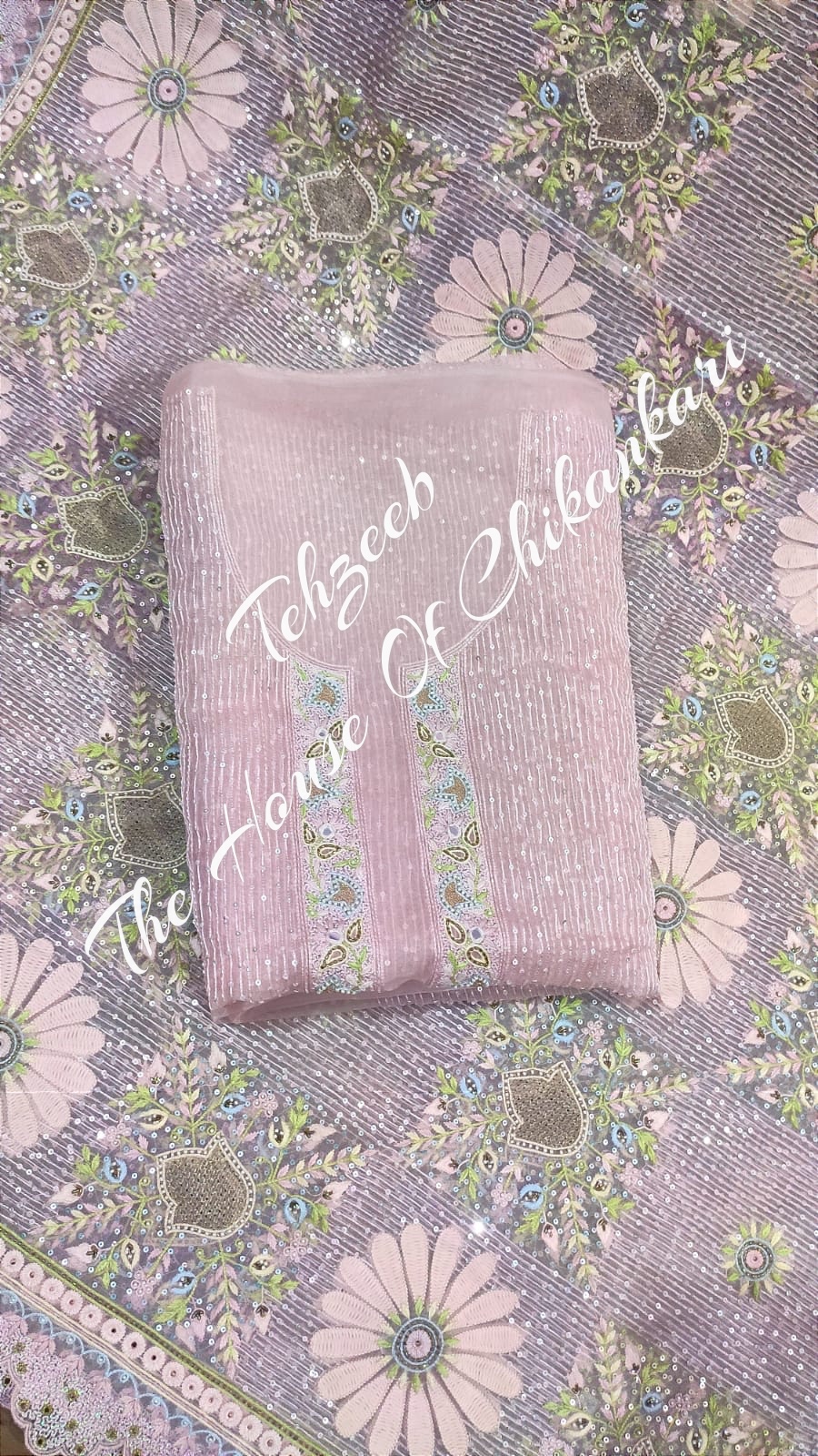 Khwabeeda - Ek Taar Chikankari Suit, Blush Pink, detail 3