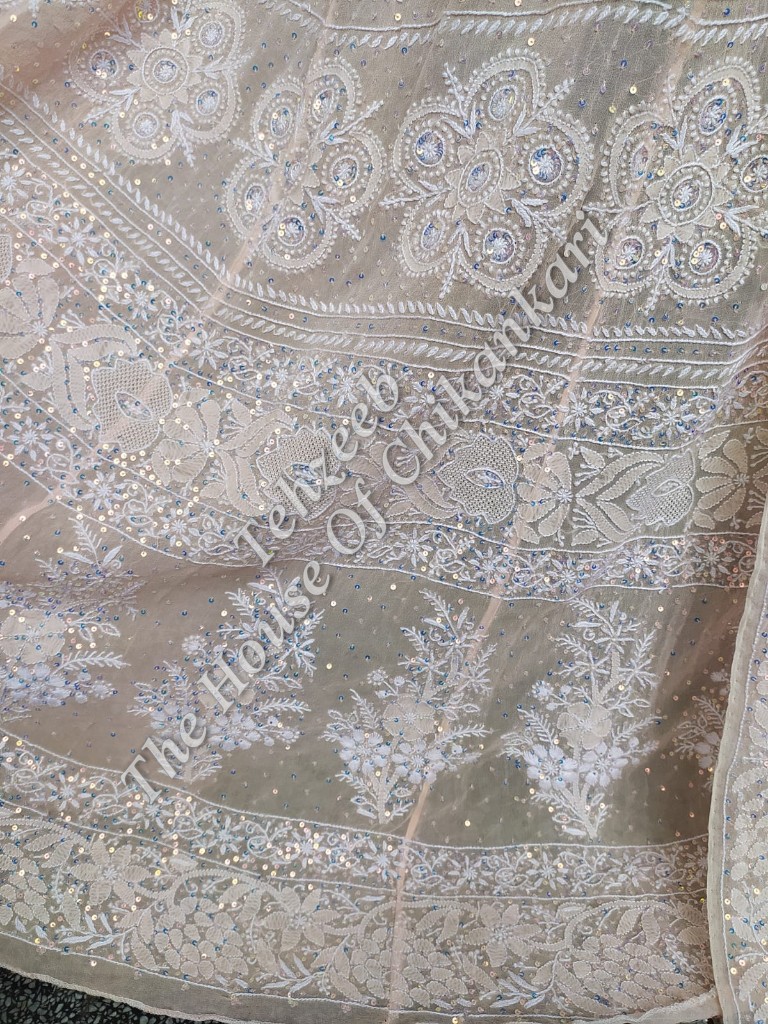 Lucknow Chikankari Lehenga of Sequins, detail 2