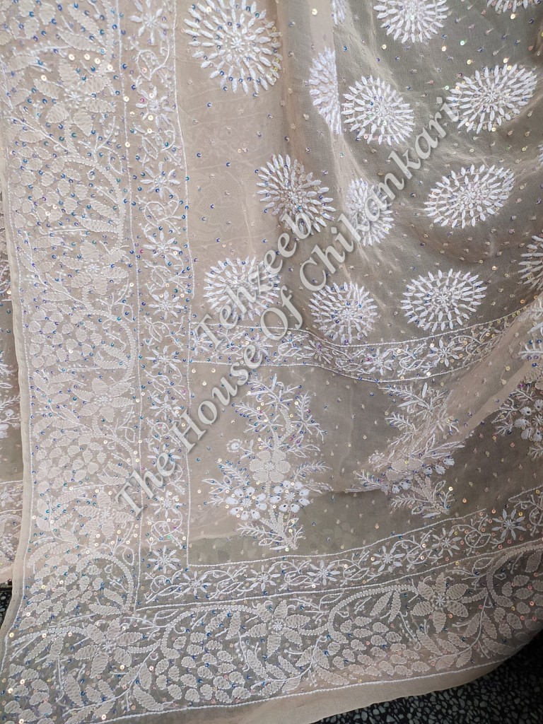 Lucknow Chikankari Lehenga of Sequins, detail 4