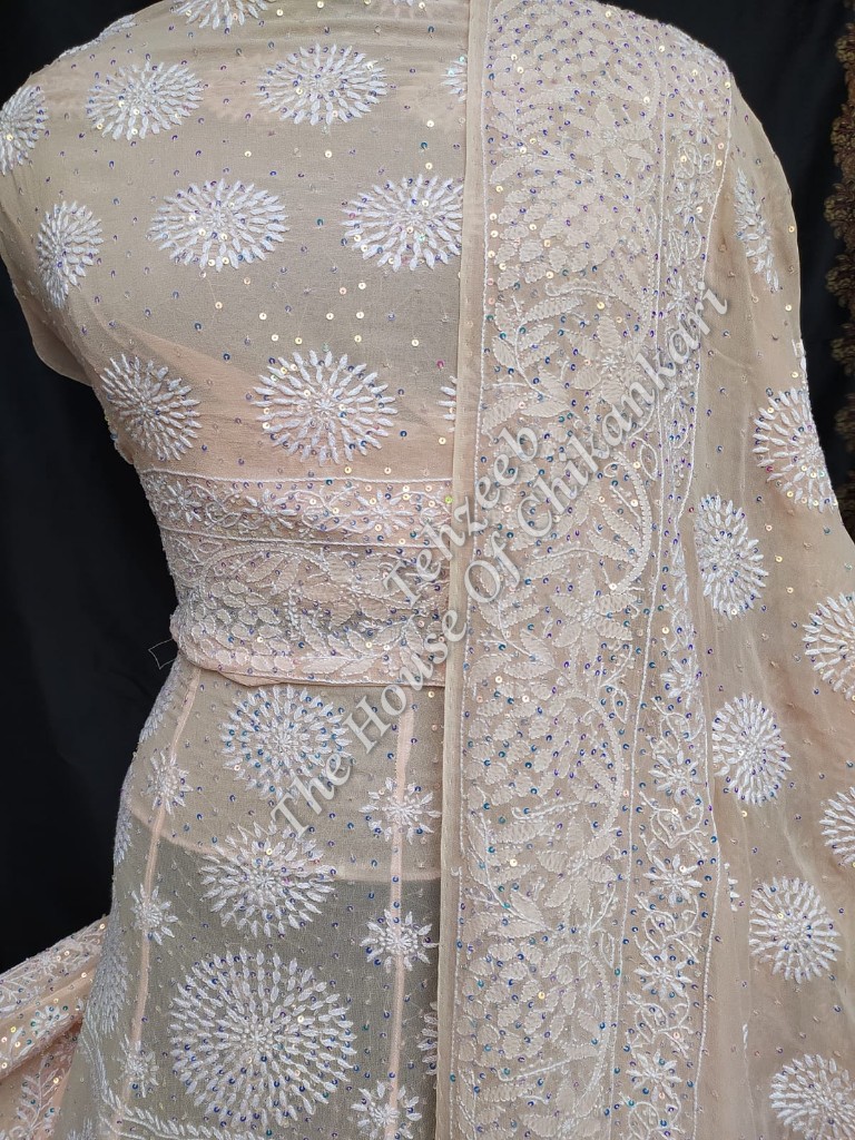Lucknow Chikankari Lehenga of Sequins, detail 5
