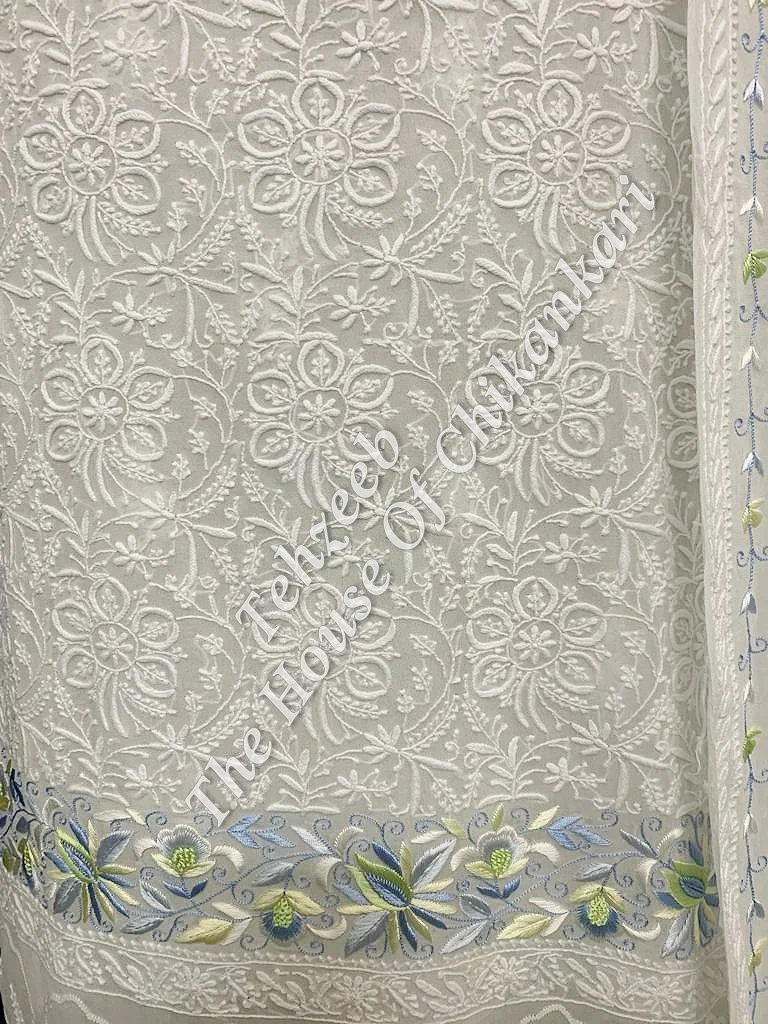 Lucknowi Chikankari With Parsigara, detail 3