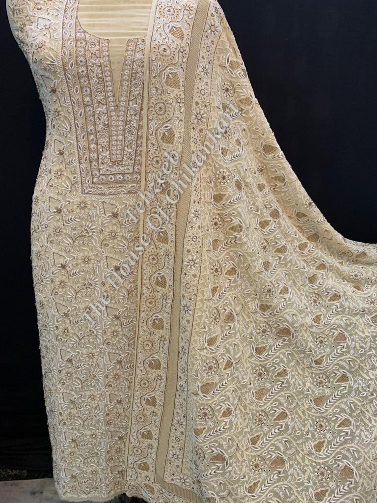 Maharani Antique Ek-Taar Chikankari Suit, detail 3