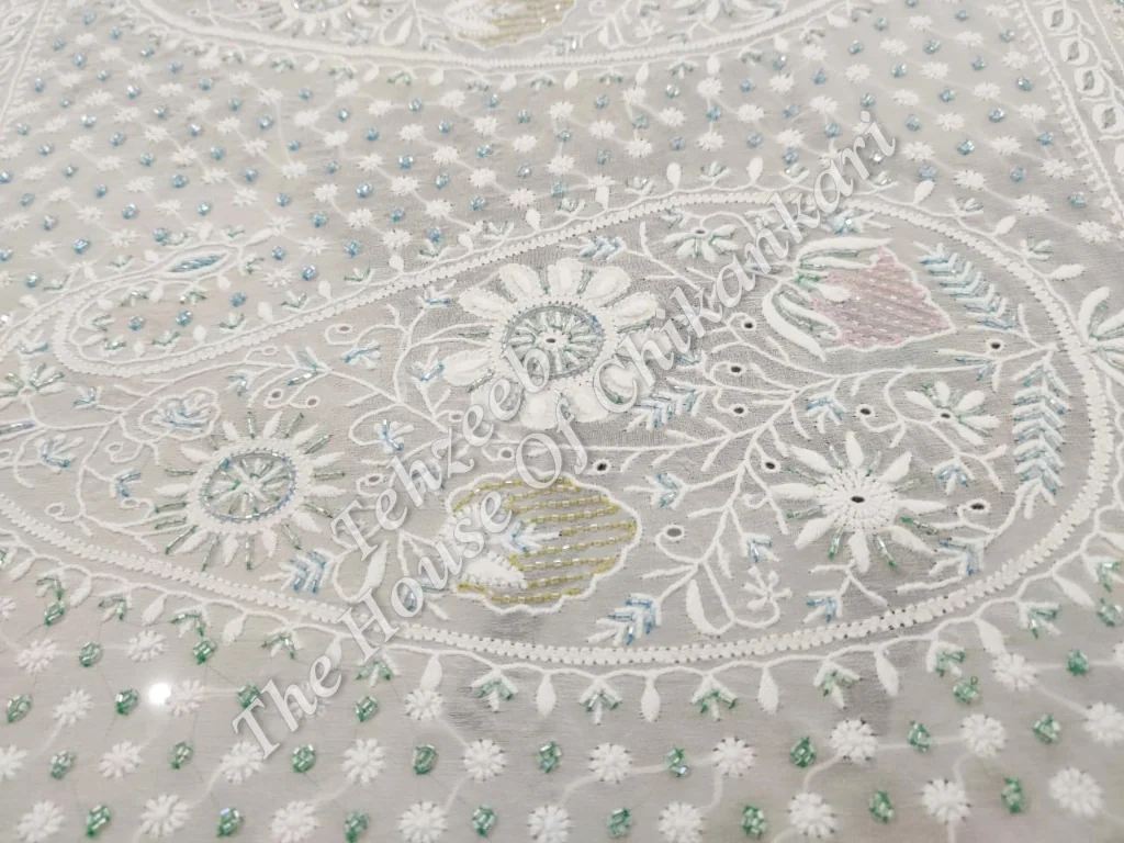 MAHARANI - Designer Ek Taar Chikankari Saree, Ivory Paisley Booti