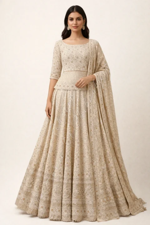 MAHARANI - Royal Ek Taar Antique Chikankari Lehenga Set