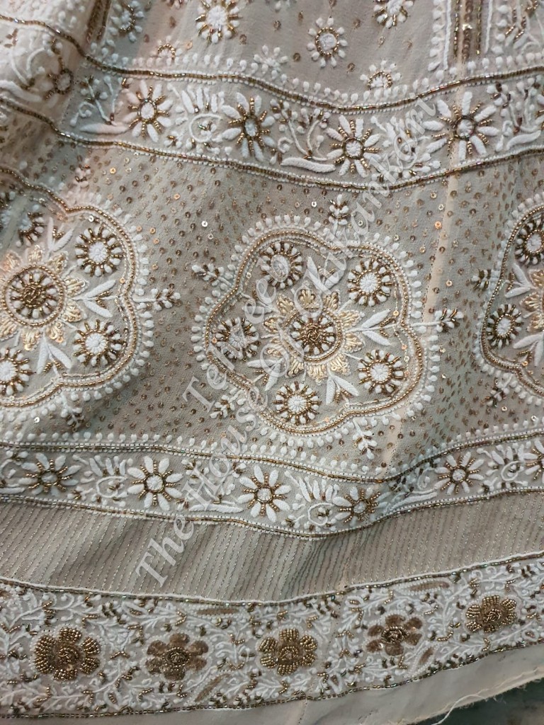 MAHARANI - Royal Ek Taar Antique Chikankari Lehenga Set, detail 4