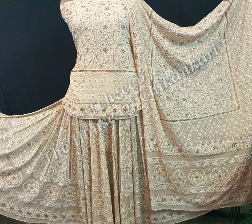 MAHARANI - Royal Ek Taar Antique Chikankari Lehenga Set, detail 5