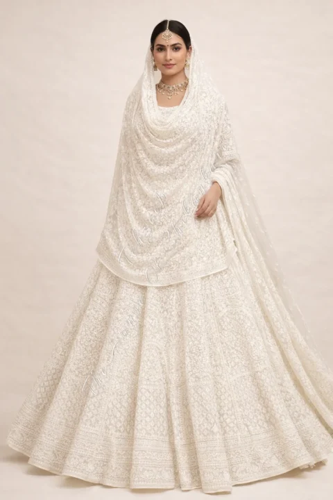 Masterpiece -EK Taar-Lucknowi Chikankari Lehenga Set