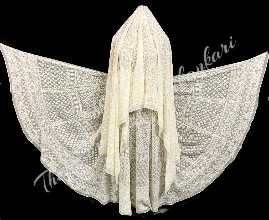 Masterpiece -EK Taar-Lucknowi Chikankari Lehenga Set, detail 3