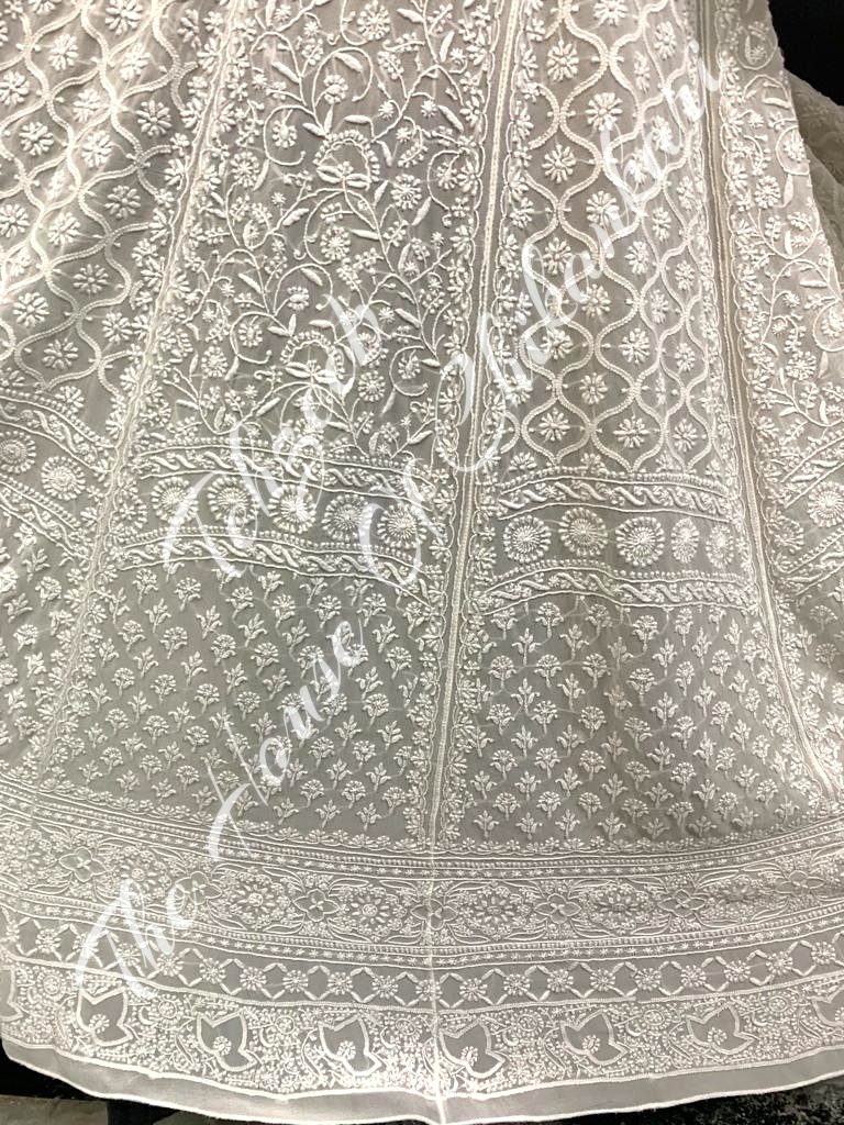 Masterpiece -EK Taar-Lucknowi Chikankari Lehenga Set, detail 6