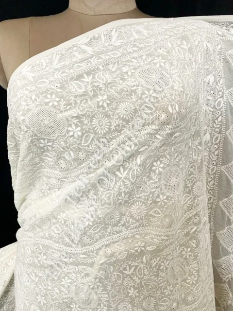 Masterpiece - Pure Chiffon Silk Ek Taar Chikan Saree