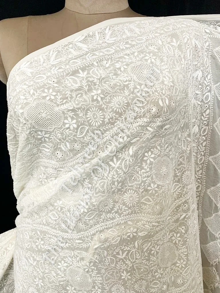 Masterpiece - Pure Chiffon Silk Ek Taar Chikan Saree