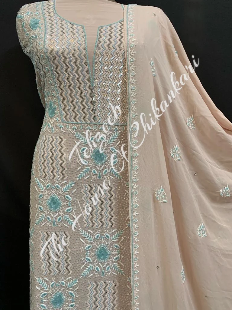 Mausiki - Chevron Chikankari, detail 3