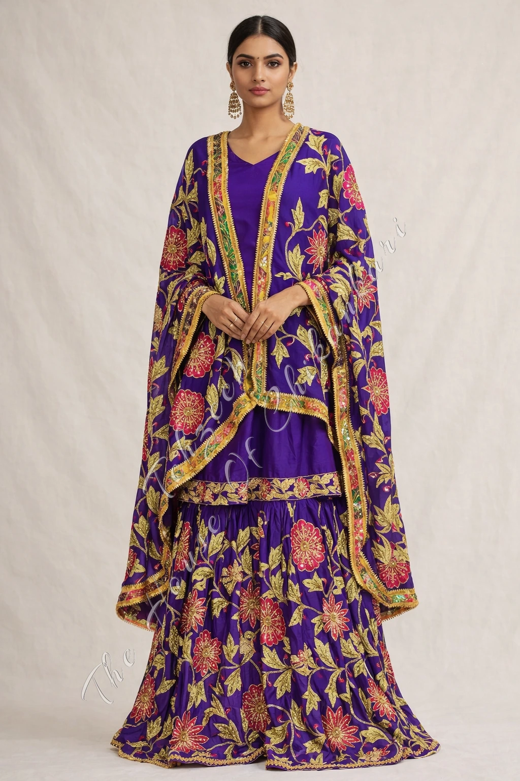 Mehr-un-Nisa Chattapatti / Farshi Gharara Set Royal Handcrafted Bridal Gharara