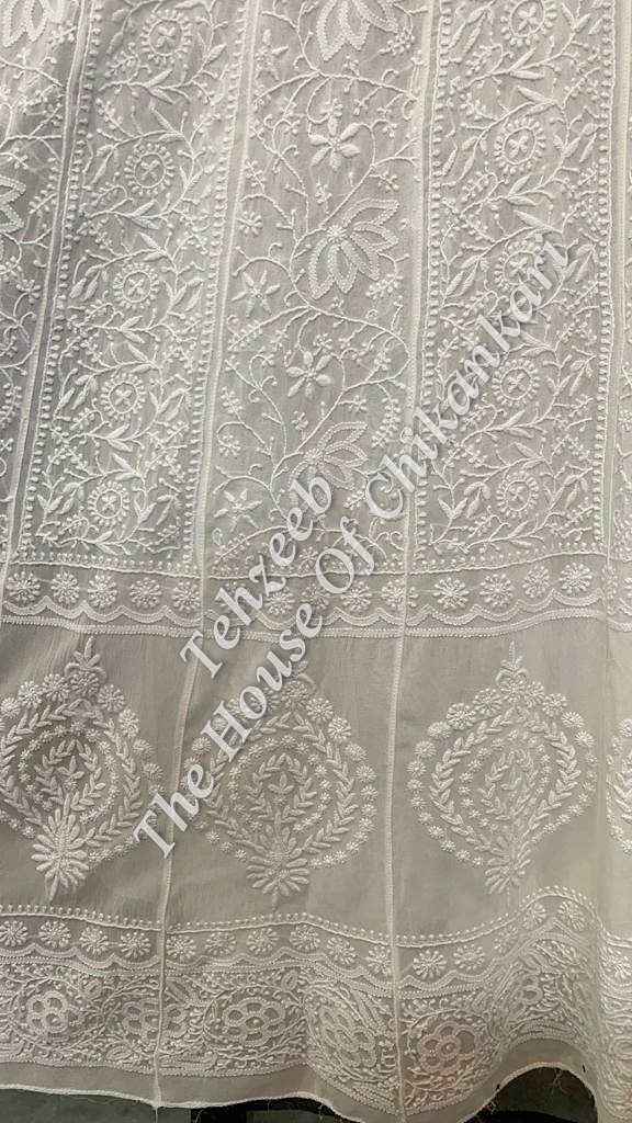 Mughal Nakkashi - Ek Taar Lotus Chikankari Anarkali, detail 2