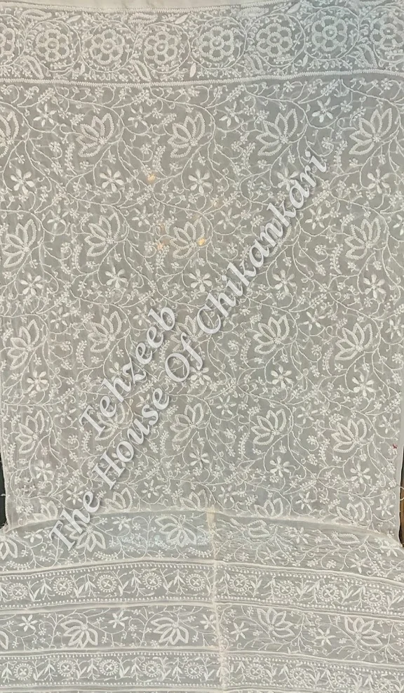 Mughal Nakkashi - Ek Taar Lotus Chikankari Anarkali, detail 3