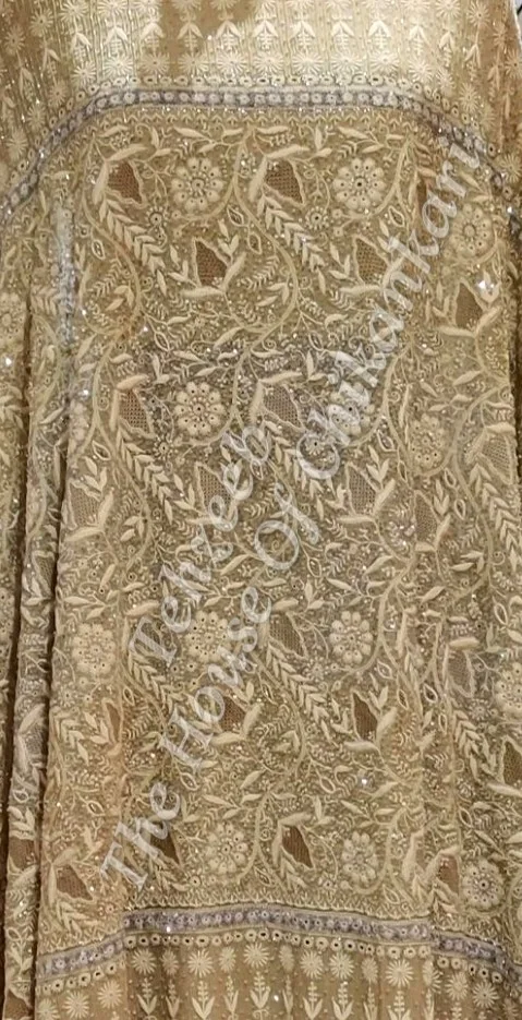 Mughal Nakkashi-EK Taar-Lucknowi Chikankari Lehenga Set, detail 3