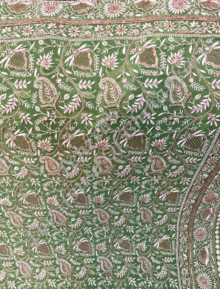 Mughal Nakkashi - Gulabkaari Ek Taar Lucknowi Chikankari Lehenga Set, detail 7
