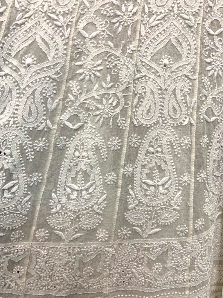 Mughal Nakkashi - Lucknowi Chikankari Anarkali, detail 4