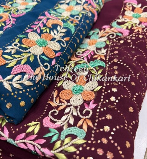 Mukaish - Kamdani Suit of Parsi & Frenchknot