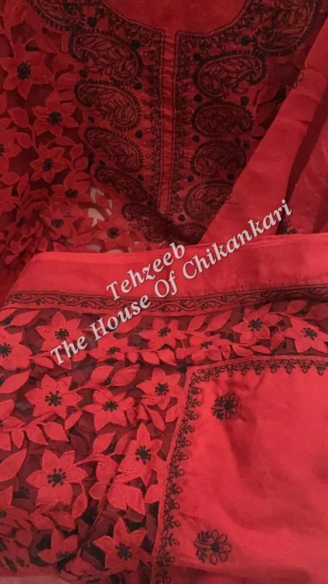 Mulmul Chikan Applique Suit