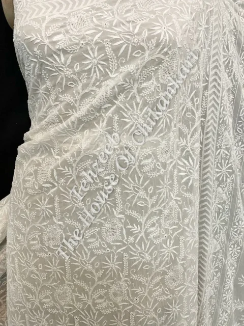 Nakkashi - Ek Taar Chikankari Saree, Ivory Floral Vine