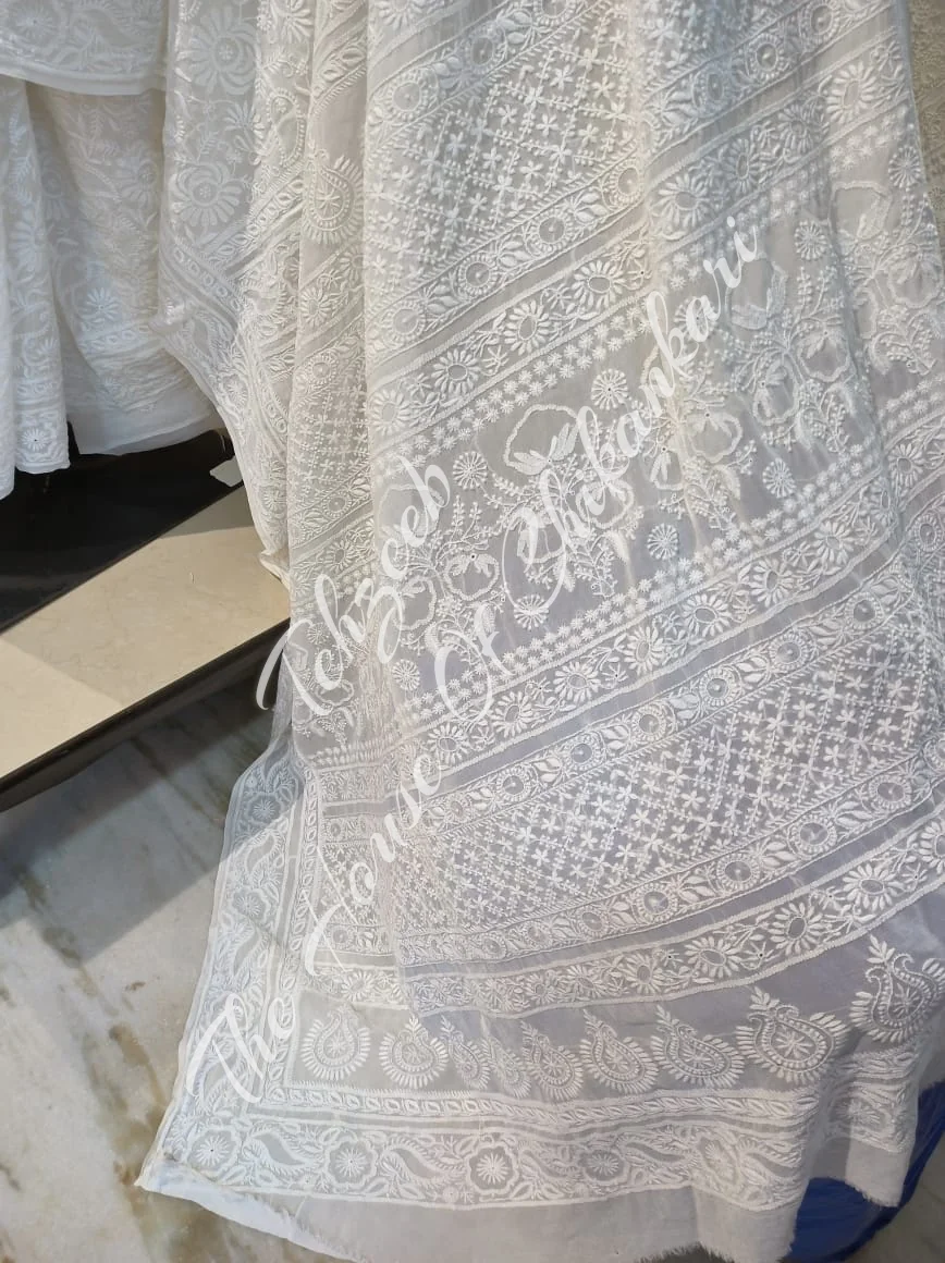 Nakkashi - Ek Taar Chikankari Saree, Ivory Jaali Pallu, detail 3
