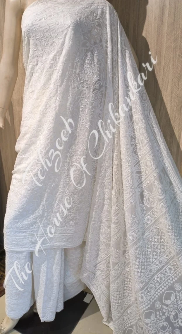 Nakkashi - Ek Taar Chikankari Saree, Ivory Jaali Pallu, detail 4