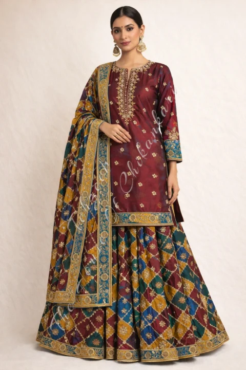 Noor-e-Awadh Chattapatti / Farshi Gharara Set - Pure Handcrafted