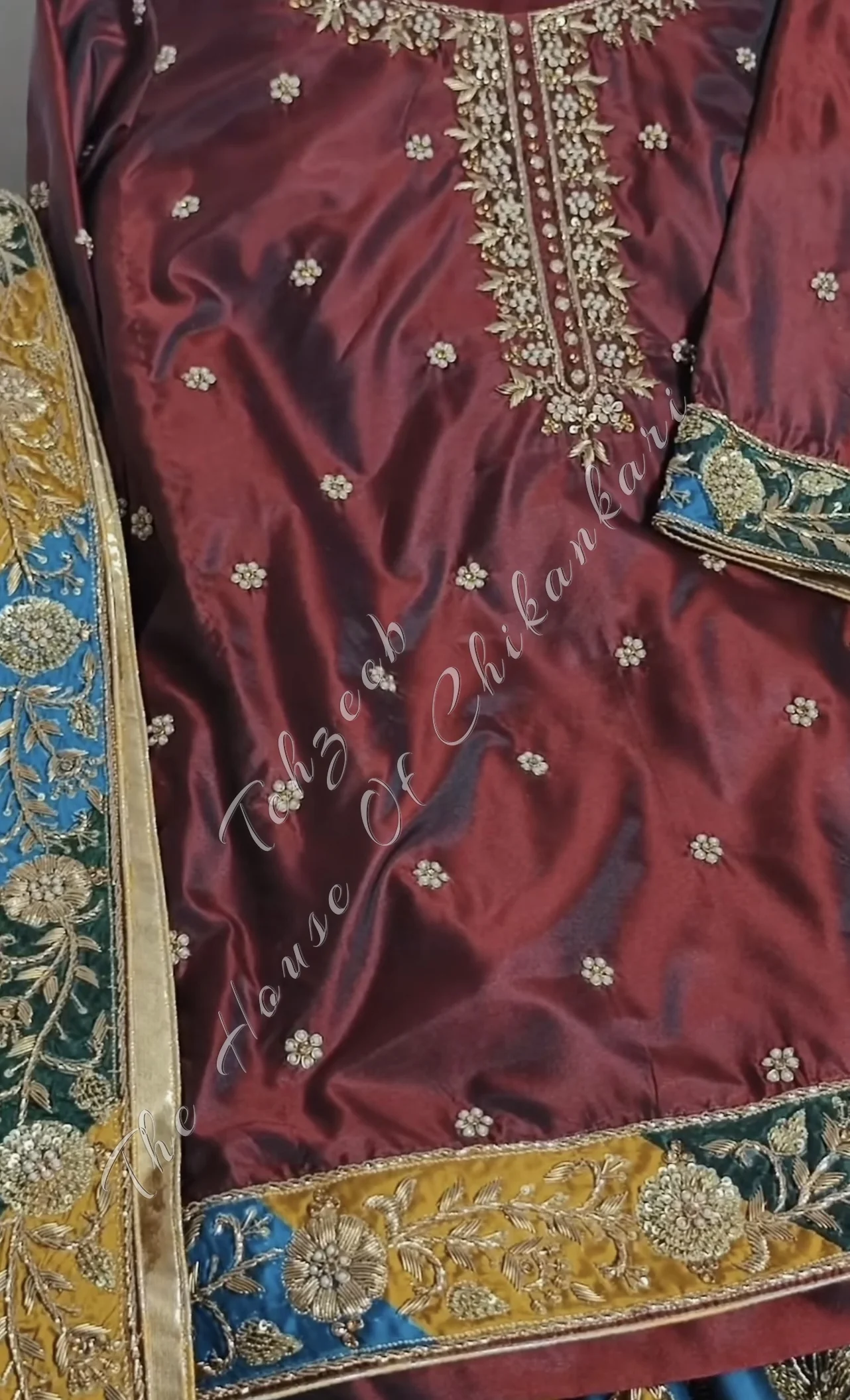 Noor-e-Awadh Chattapatti / Farshi Gharara Set - Pure Handcrafted, detail 5
