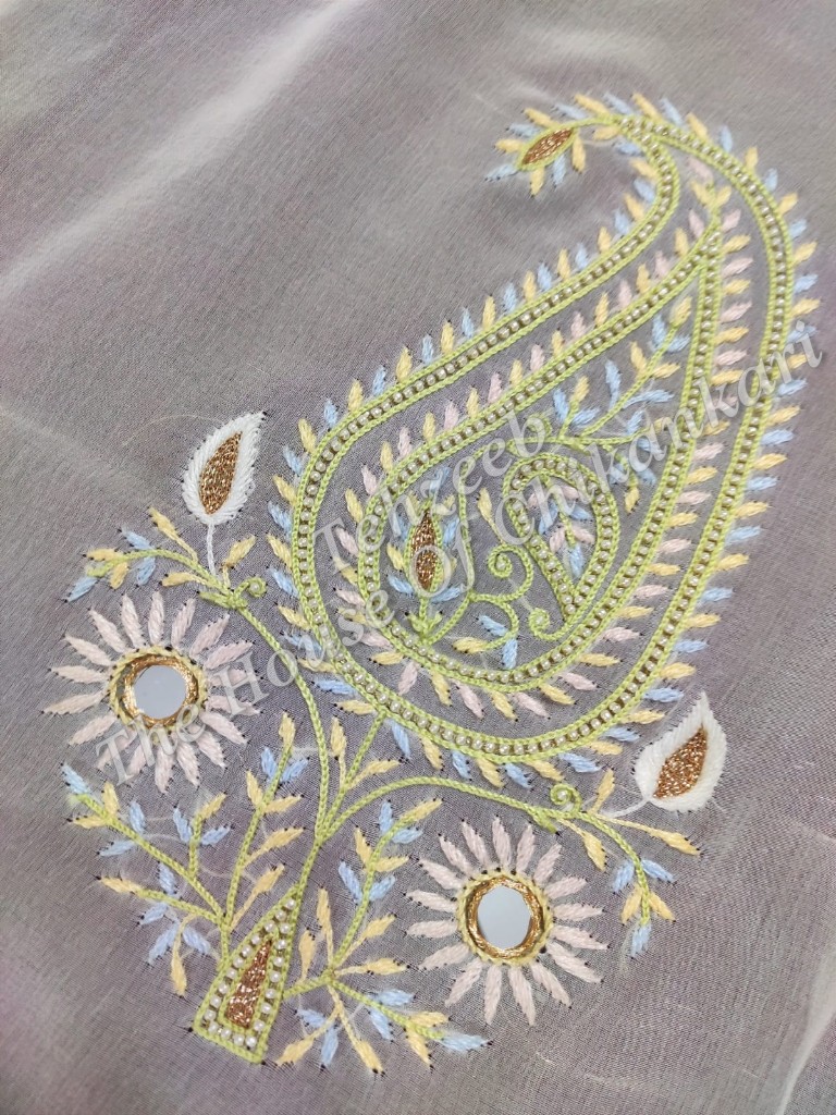 Paanchi Zardosi Lucknowi Chikankari Suit ( Organza Silk / Pure Georgette ), detail 3