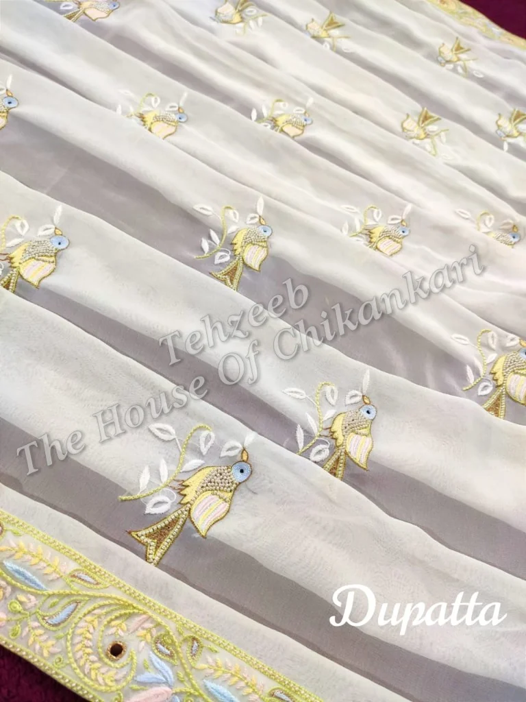 Paanchi Zardosi Lucknowi Chikankari Suit ( Organza Silk / Pure Georgette ), detail 4