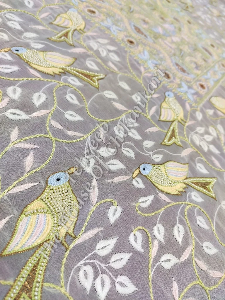 Paanchi Zardosi Lucknowi Chikankari Suit ( Organza Silk / Pure Georgette ), detail 7
