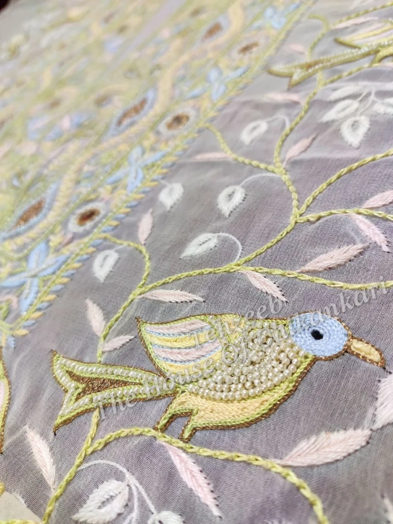 Paanchi Zardosi Lucknowi Chikankari Suit ( Organza Silk / Pure Georgette ), detail 8