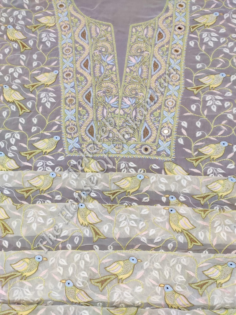 Paanchi Zardosi Lucknowi Chikankari Suit ( Organza Silk / Pure Georgette ), detail 9