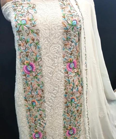 Parsigara Teen-Taar Chikankari Suit