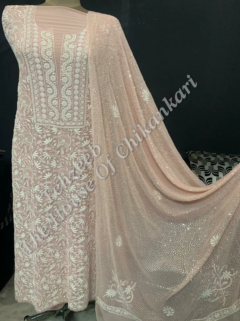 Party Wear Ek Taar Lucknowi Chikankari Suit, detail 2