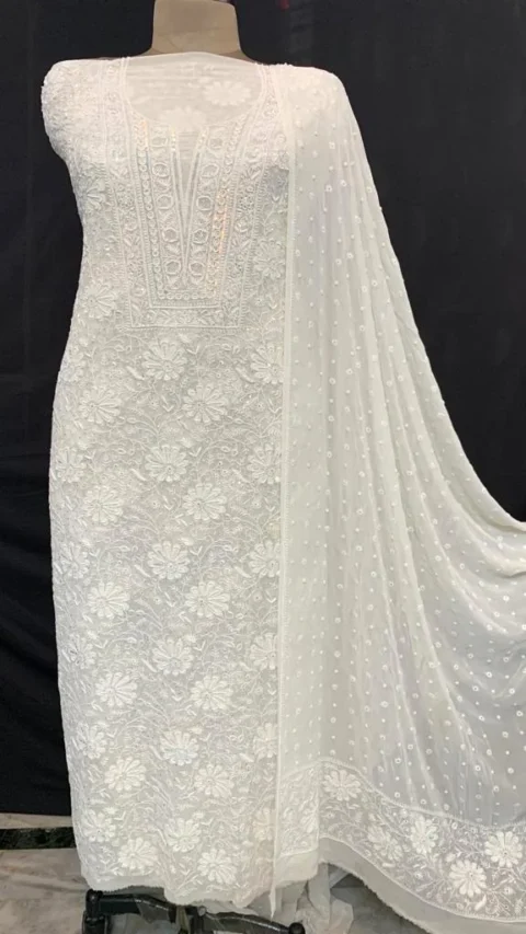 Pearl & Swarovski Designer Ek Taar Chikankari Suit