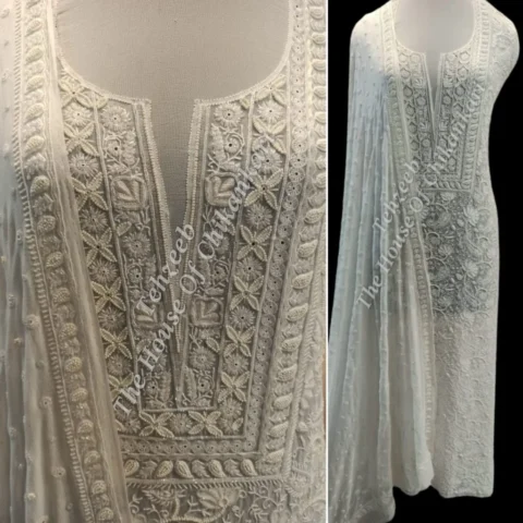 Pearl & Swarvoski Designer Ek Taar Chikankari Suit