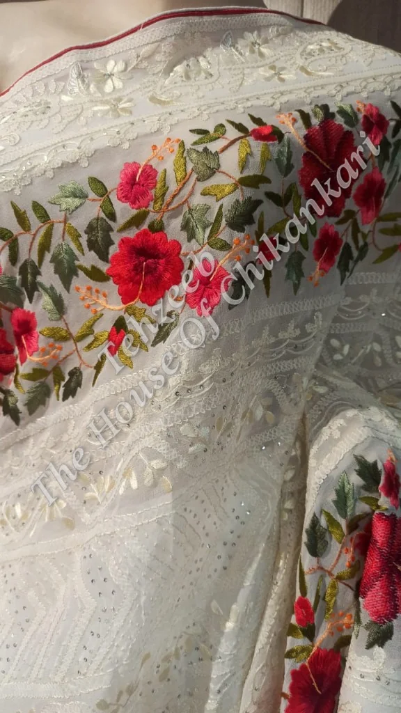 Petit Point Saree & Lucknowi Chikankari