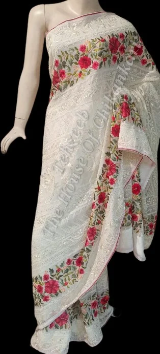 Petit Point Saree & Lucknowi Chikankari, detail 2